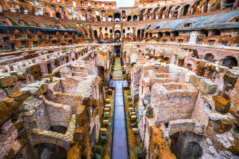 Underground of the Colosseum in Rome, Italy
