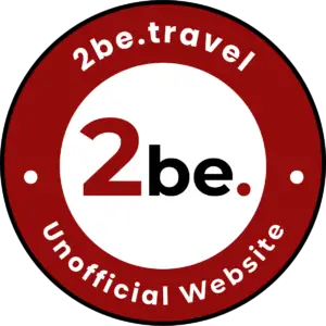2be.travel logo, red circle design.